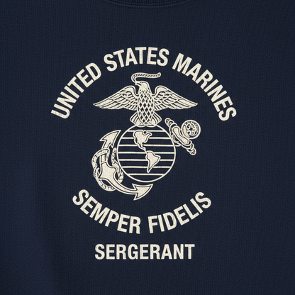 United States Marines Sergeant Sweatshirt - USMC Semper Fidelis Crewneck - Military Rank Pullover for Veterans