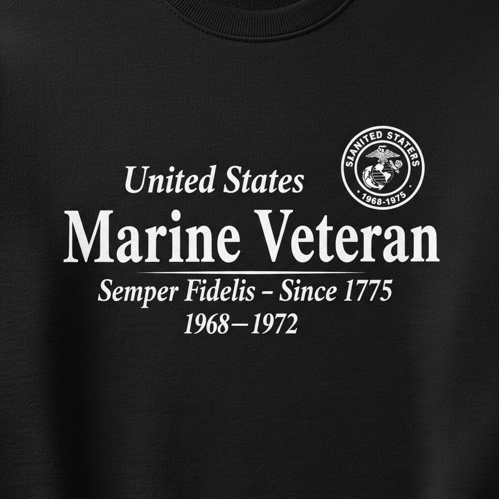 Proud US Marine Veteran Heritage Sweatshirt | 1968-1972 Commemorative Edition | Semper Fi
