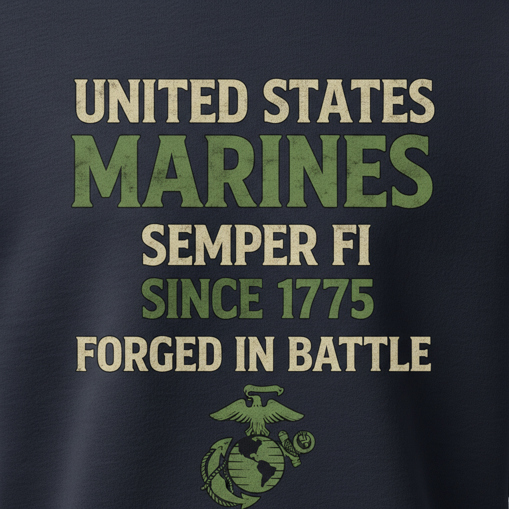Official USMC Military Veteran Apparel - Forged in Battle Marine Corps Crewneck Sweater
