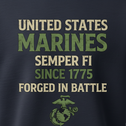 Official USMC Military Veteran Apparel - Forged in Battle Marine Corps Crewneck Sweater
