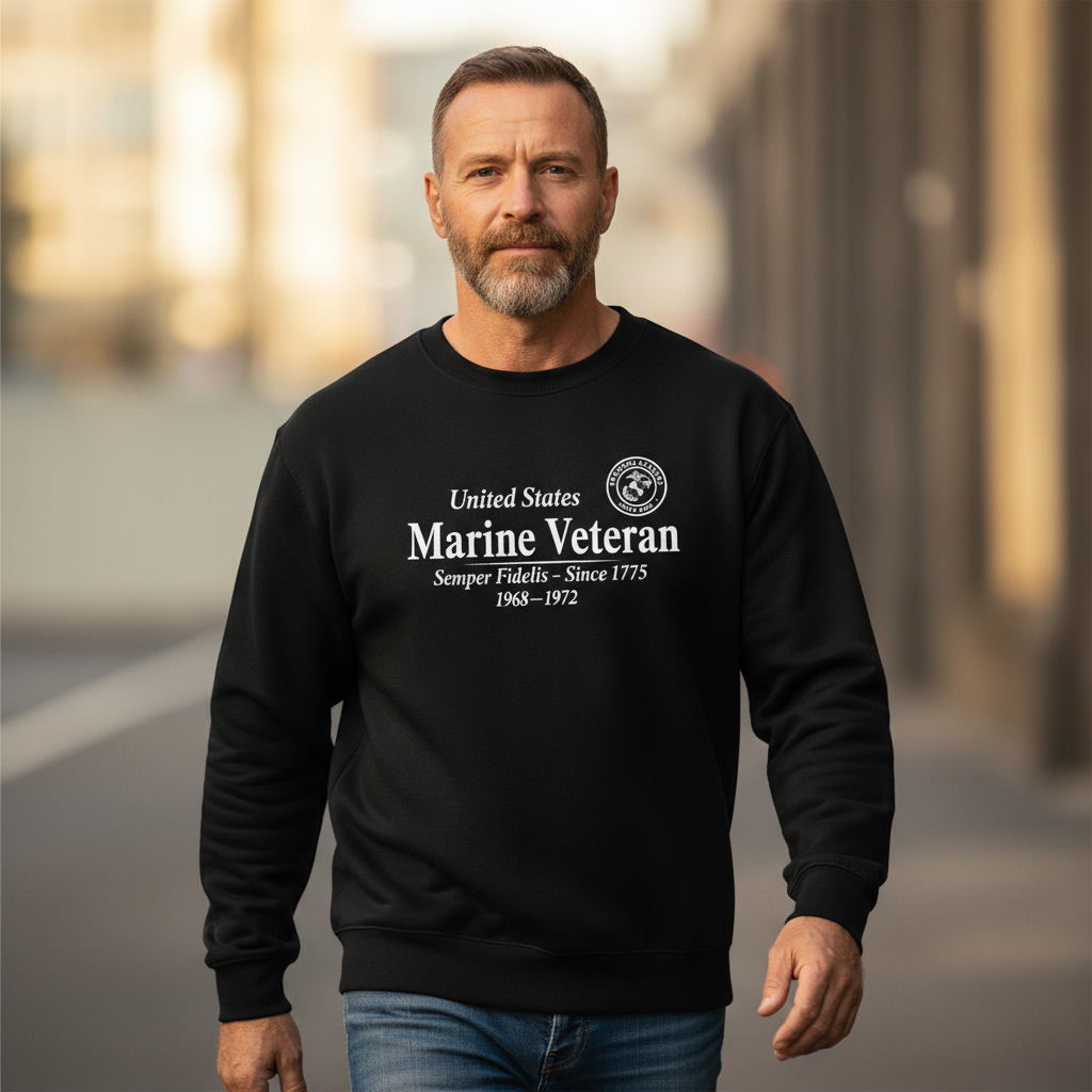 Proud US Marine Veteran Heritage Sweatshirt | 1968-1972 Commemorative Edition | Semper Fi