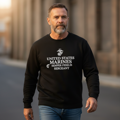Marine Corps Sergeant Gift Sweatshirt - US Marines Semper Fi Pullover - Proud Military Rank Crewneck for Men and Women