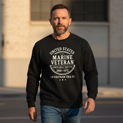 United States Marine Corps Veteran Shirt - Vietnam War Era 1968-1972 Black Pullover