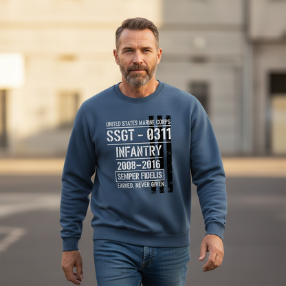 USMC Veteran Sweatshirt - Marine Corps Infantry SSGT 0311 Pullover
