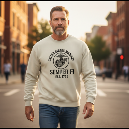 United States Marines Semper Fi Sweatshirt - USMC Est. 1775 Crewneck
