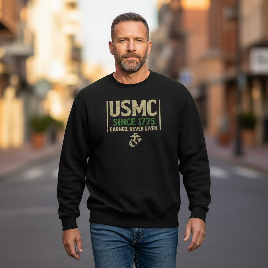 Marine Corps Since 1775 EGA Logo Men’s Black Pullover Sweatshirt