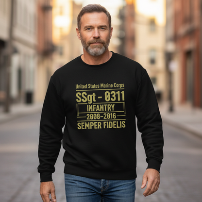 Custom USMC Crewneck - SSgt 0311 Infantry - Marine Corps Veteran Apparel
