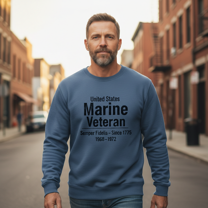 USMC Veteran Crewneck Pullover – United States Marine Corps 1968-1972 Service Years