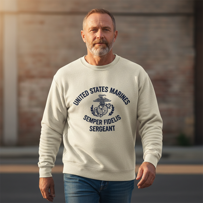 United States Marines Sergeant Crewneck Sweatshirt - Semper Fidelis USMC Military Pullover - Marine Corps Veteran Gift