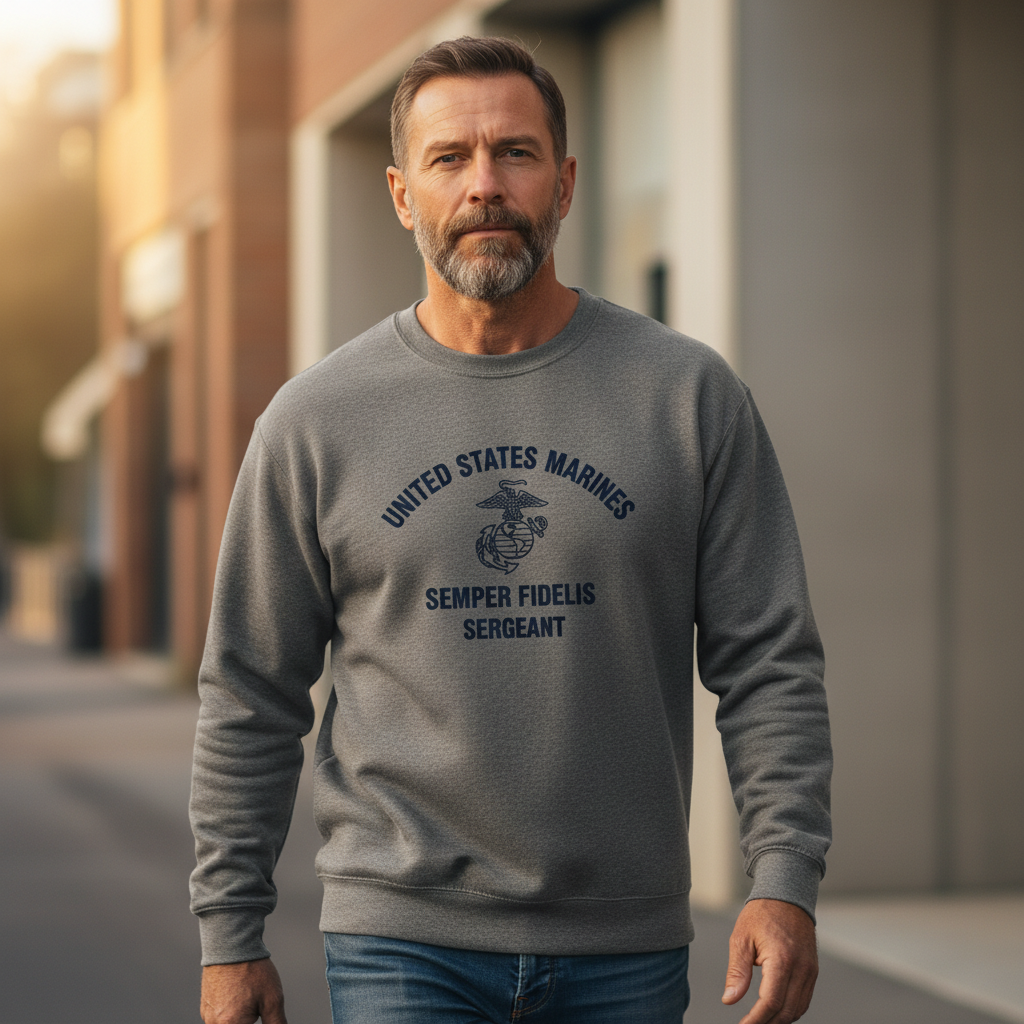 USMC Sergeant Graphic Sweatshirt - Semper Fi Marines Pullover - United States Military Heritage Crewneck