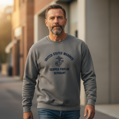 USMC Sergeant Graphic Sweatshirt - Semper Fi Marines Pullover - United States Military Heritage Crewneck