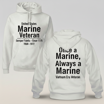 US Marine Veteran Hoodie - Vietnam Era 1968-1972 - Semper Fi Men's Sweatshirt