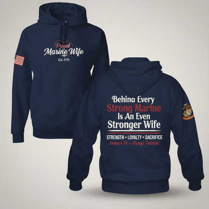The Heart Behind the Hero | Marine Wife Essential Hoodie