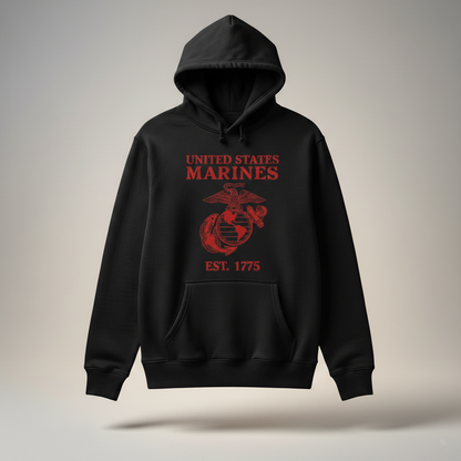 United States Marines Gold Arch Lettering Hoodie USMC EGA Heritage Pullover (Copy)