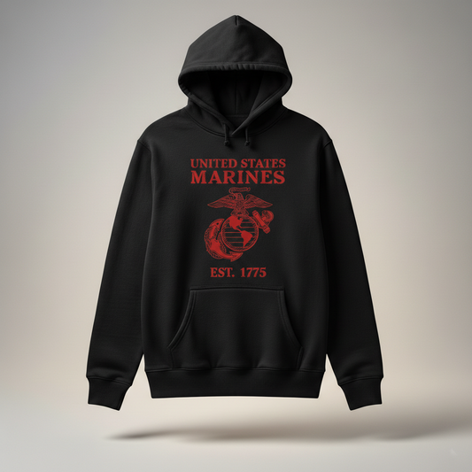 United States Marines Gold Arch Lettering Hoodie USMC EGA Heritage Pullover (Copy)