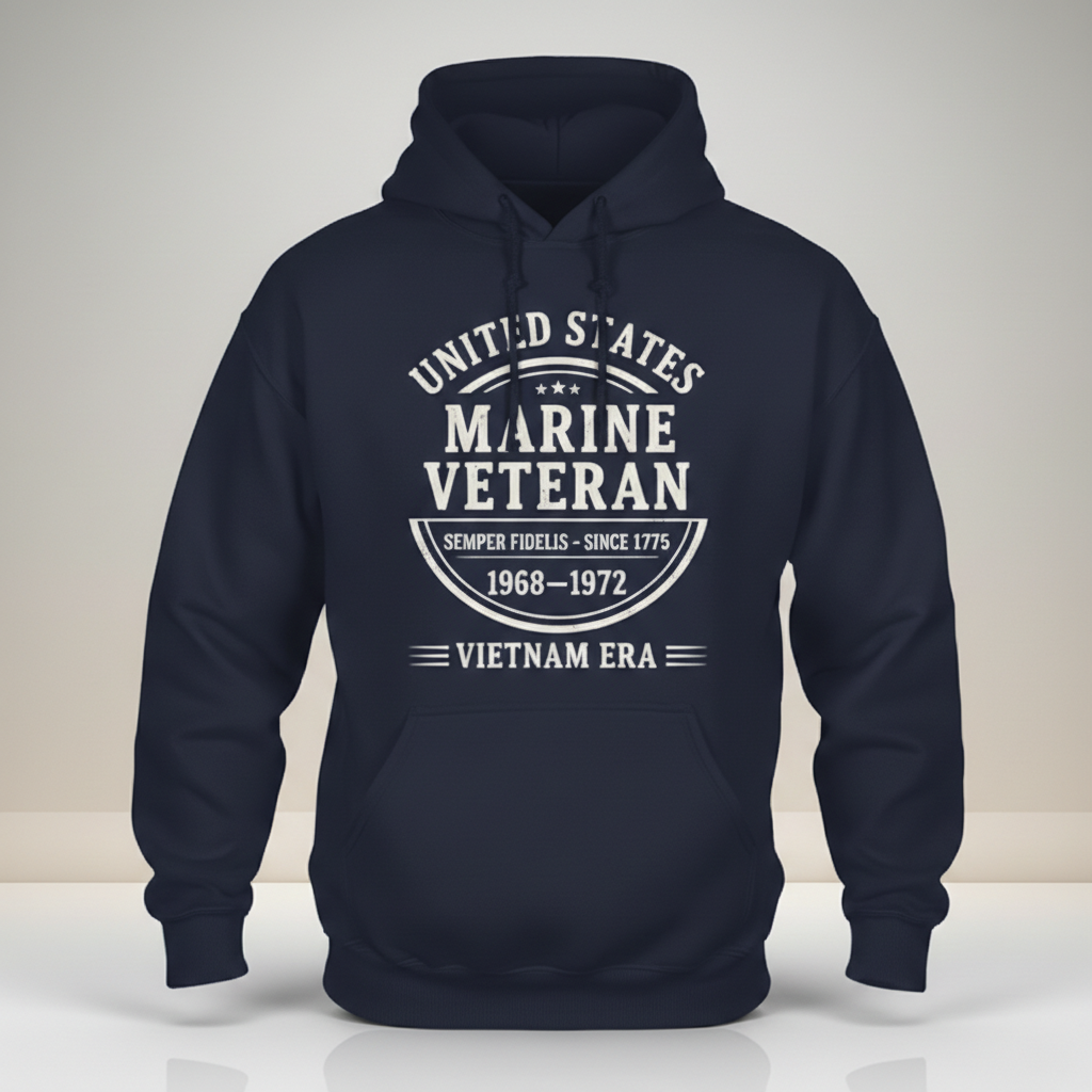 US Marine Corps Vietnam Veteran Hoodie - Proudly Served 1968-1972
