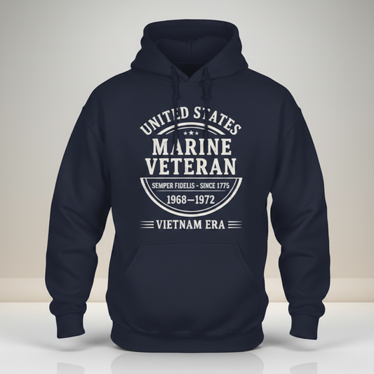 US Marine Corps Vietnam Veteran Hoodie - Proudly Served 1968-1972