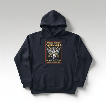 United States Marine Corps Eagle Wings Anchor Hoodie USMC Since 1775 Never Given Pullover