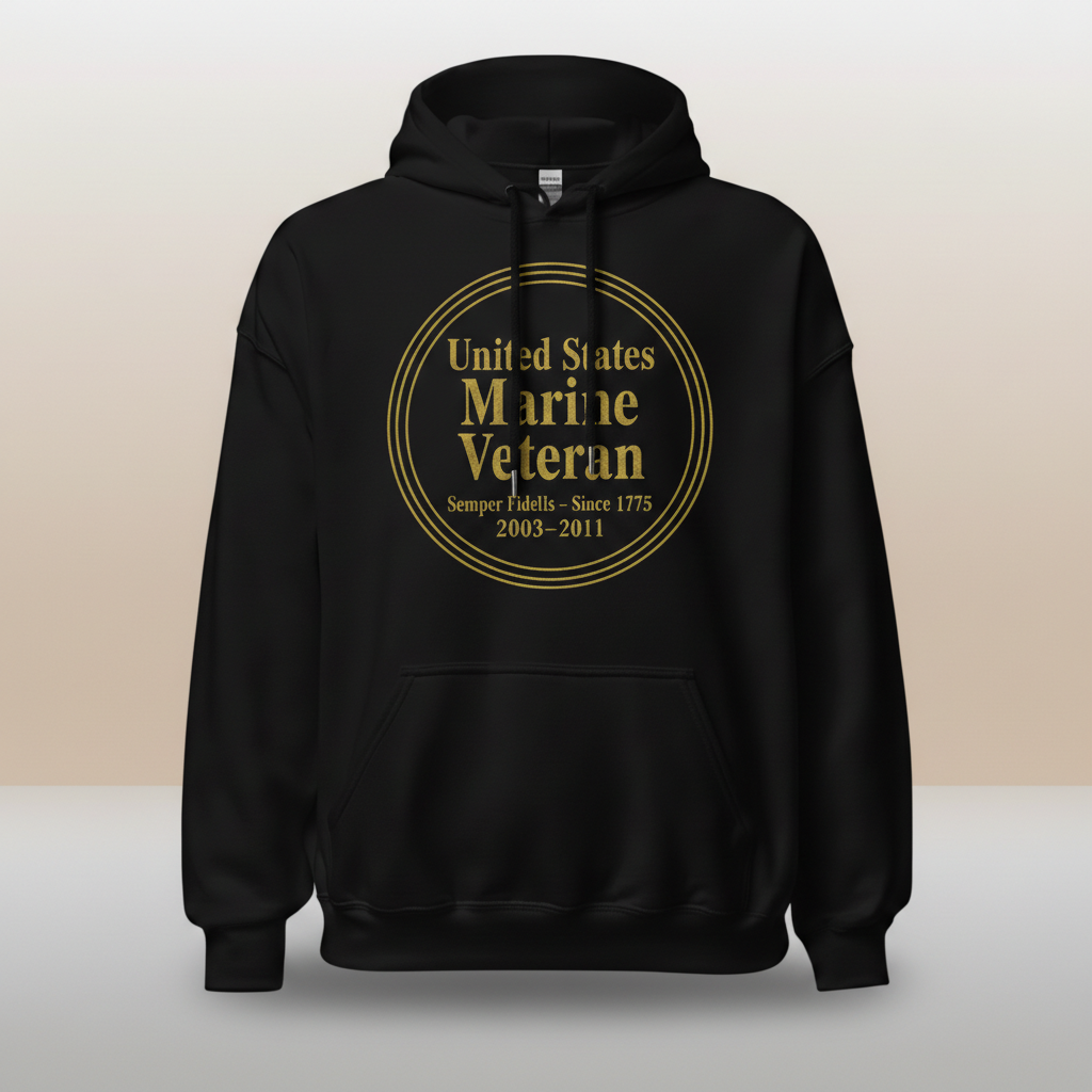 Golden Honor: US Marine Veteran Elite Hoodie