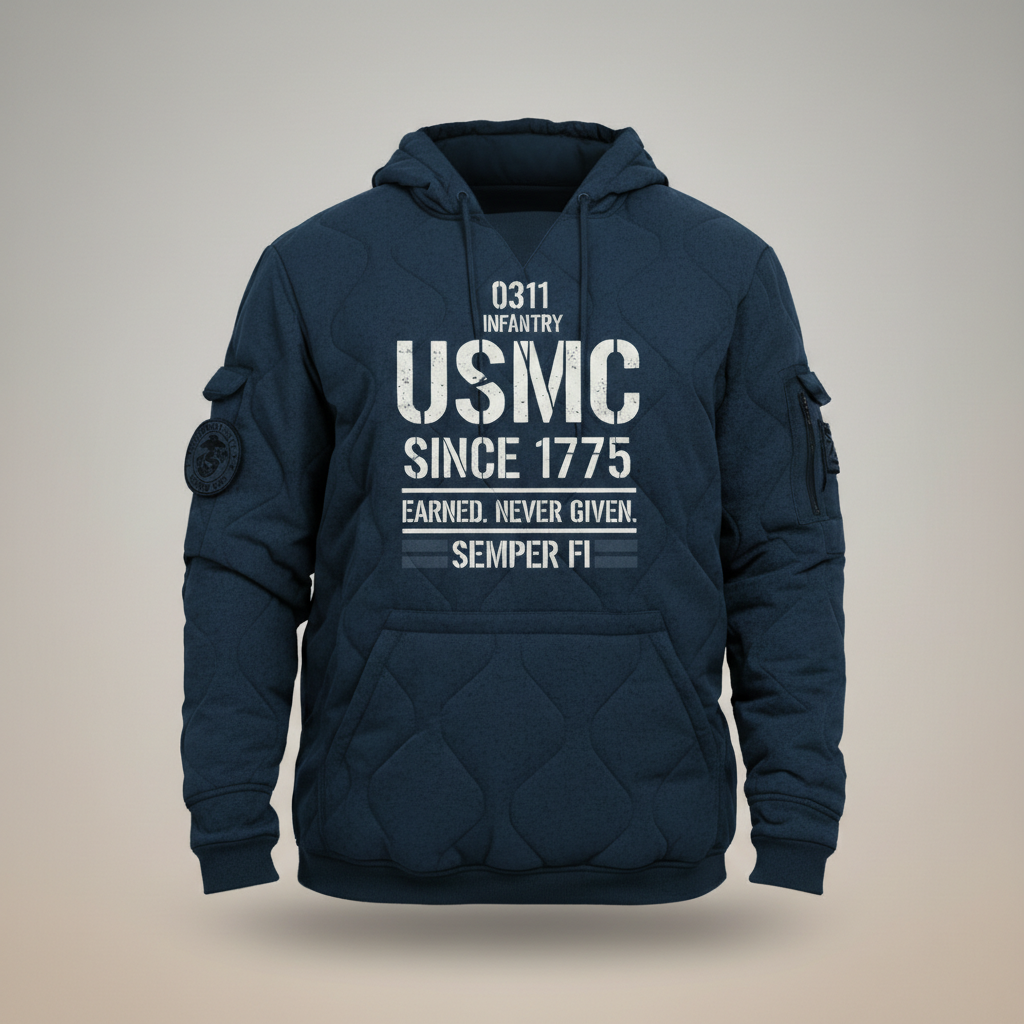 USMC Elite "Semper Fi" Quilted Tactical Hoodie