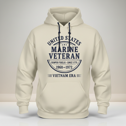 US Marine Corps Vietnam Veteran Hoodie - Proudly Served 1968-1972