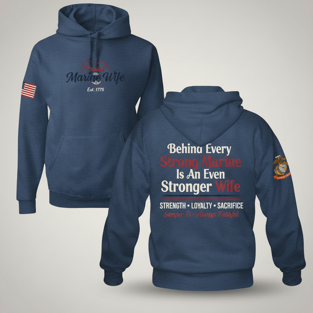 The Heart Behind the Hero | Marine Wife Essential Hoodie