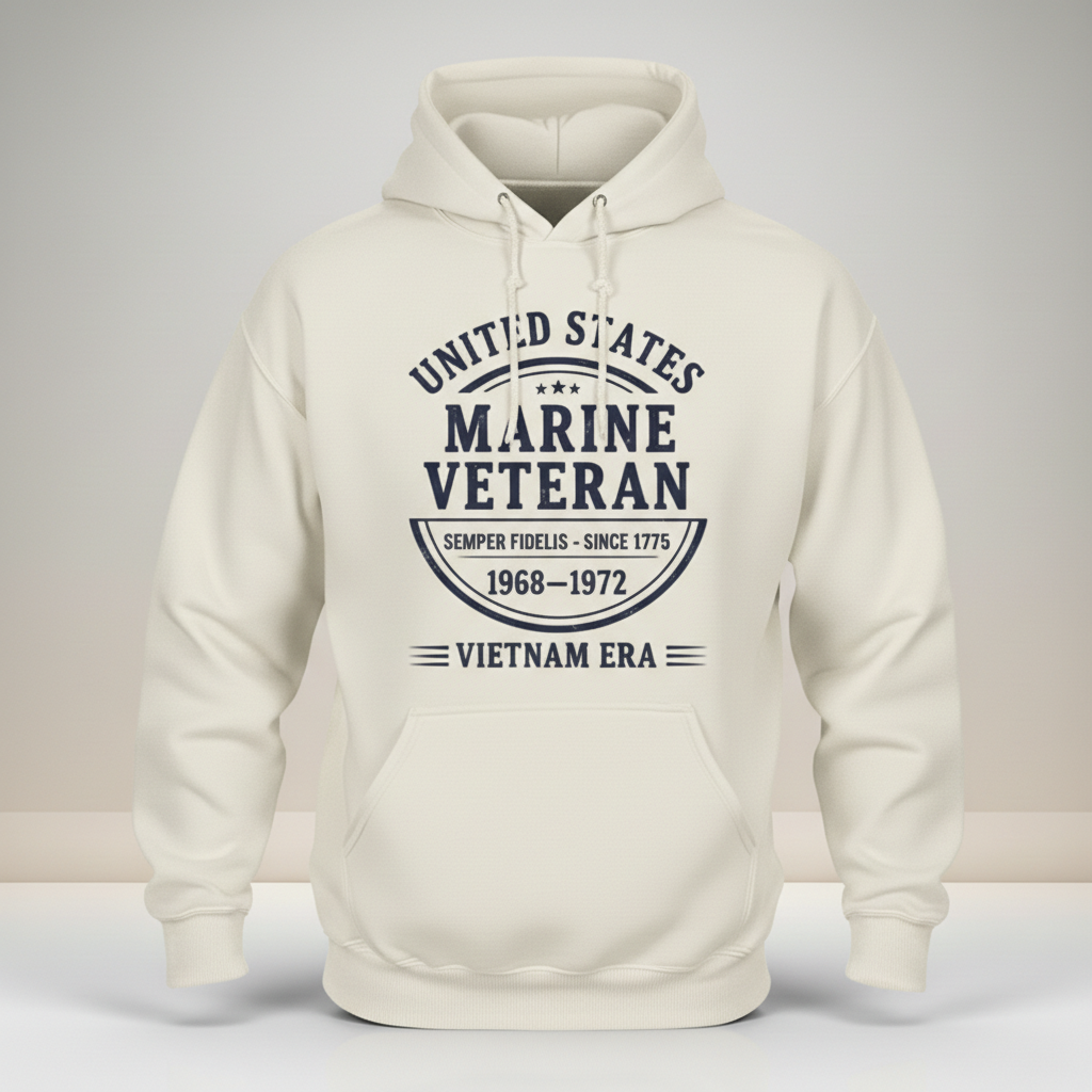 US Marine Corps Vietnam Veteran Hoodie - Proudly Served 1968-1972