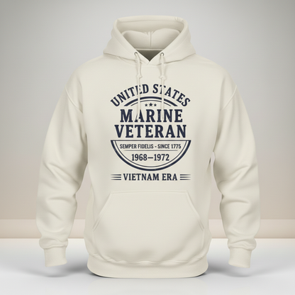 US Marine Corps Vietnam Veteran Hoodie - Proudly Served 1968-1972