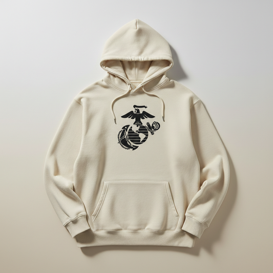 United States Marine Corps Eagle Globe and Anchor Hoodie Official EGA Symbol Sand Pullover