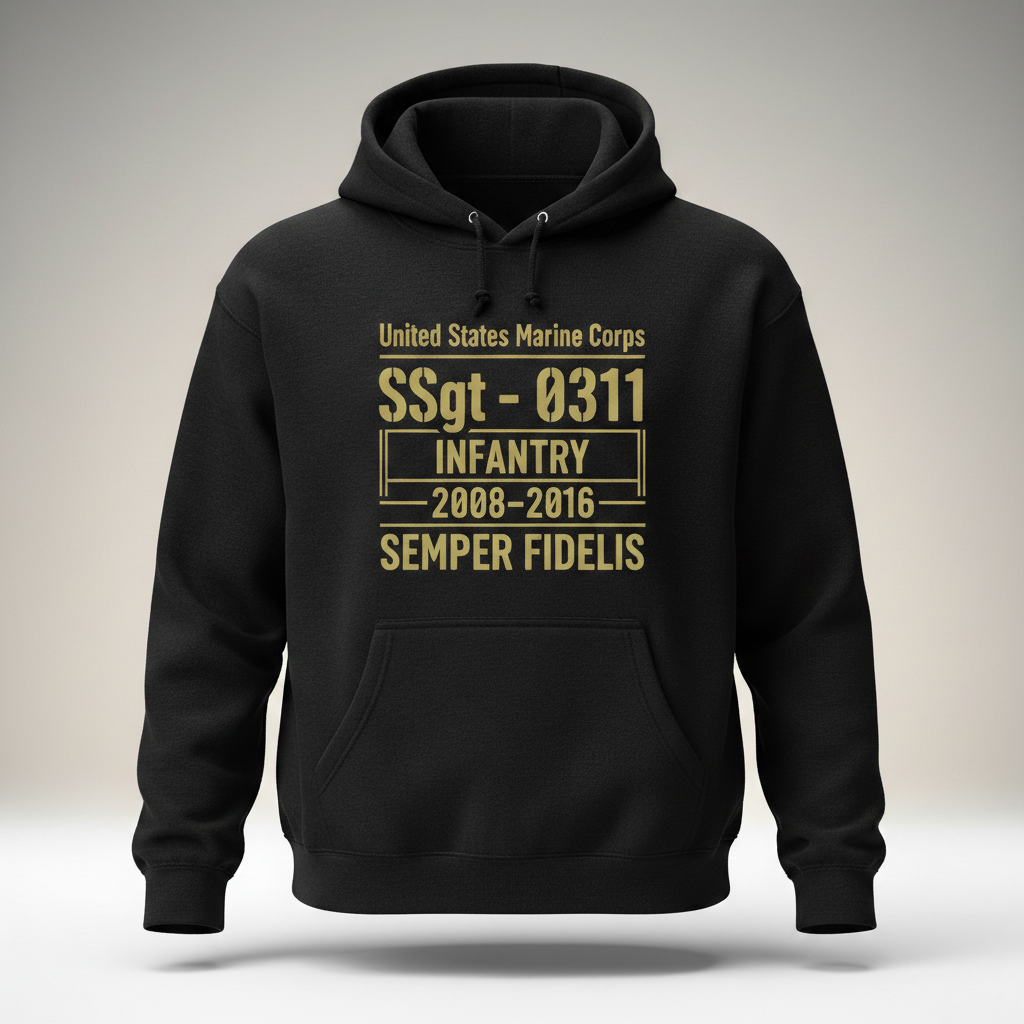 United States Marine Veteran Hoodie Semper Fidelis 1988-1992 Service Pride Pullover
