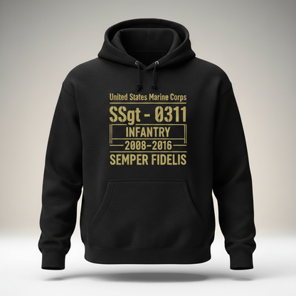 United States Marine Veteran Hoodie Semper Fidelis 1988-1992 Service Pride Pullover