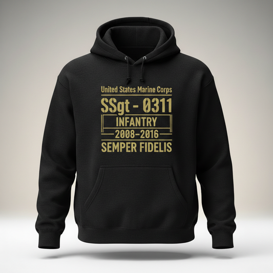 United States Marine Veteran Hoodie Semper Fidelis 1988-1992 Service Pride Pullover