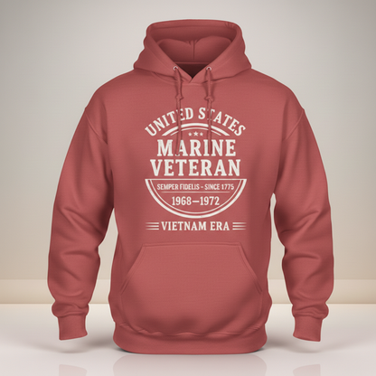 US Marine Corps Vietnam Veteran Hoodie - Proudly Served 1968-1972