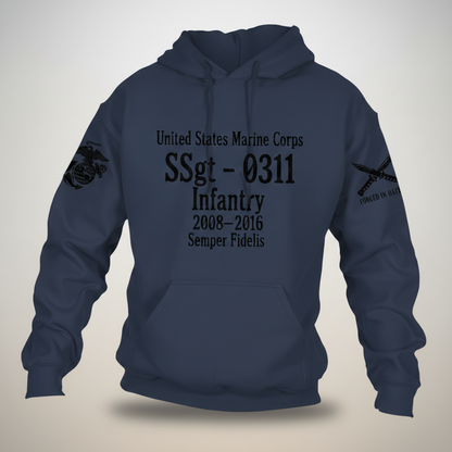 Proud USMC Veteran Gift - Personalized Marine Corps Infantry Hoodie - Once A Marine, Always A Marine