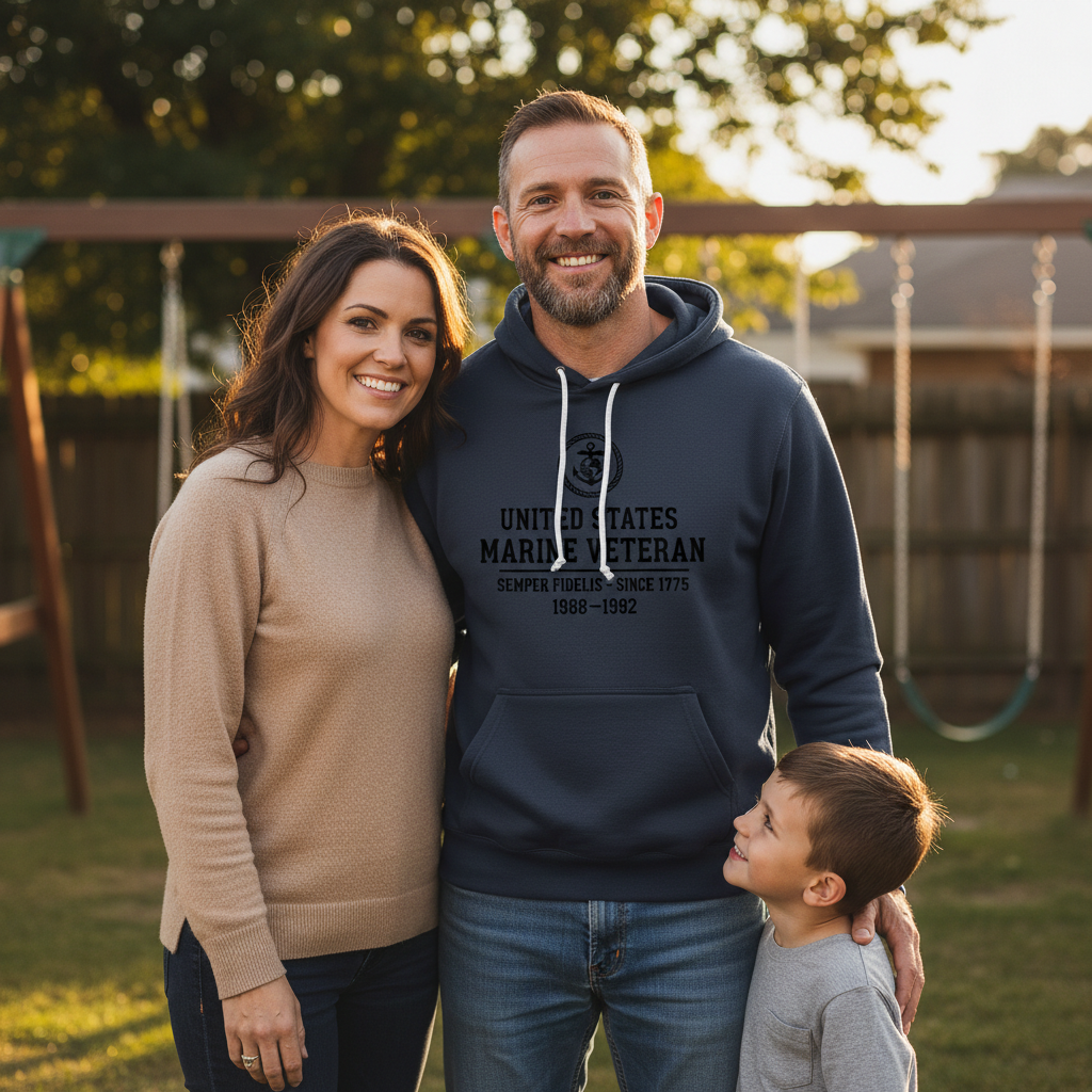 United States Marine Veteran Hoodie USMC Semper Fi Pride Pullover