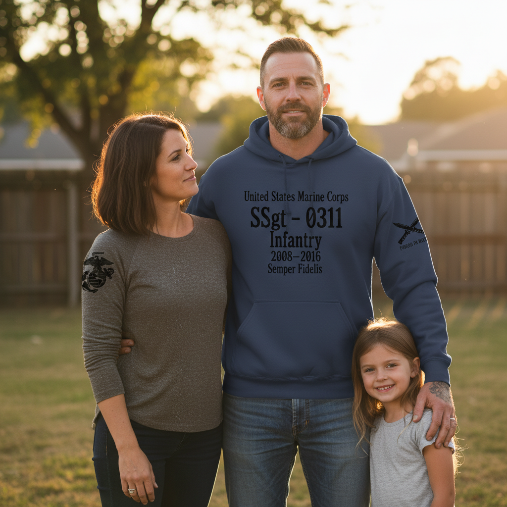 Proud USMC Veteran Gift - Personalized Marine Corps Infantry Hoodie - Once A Marine, Always A Marine