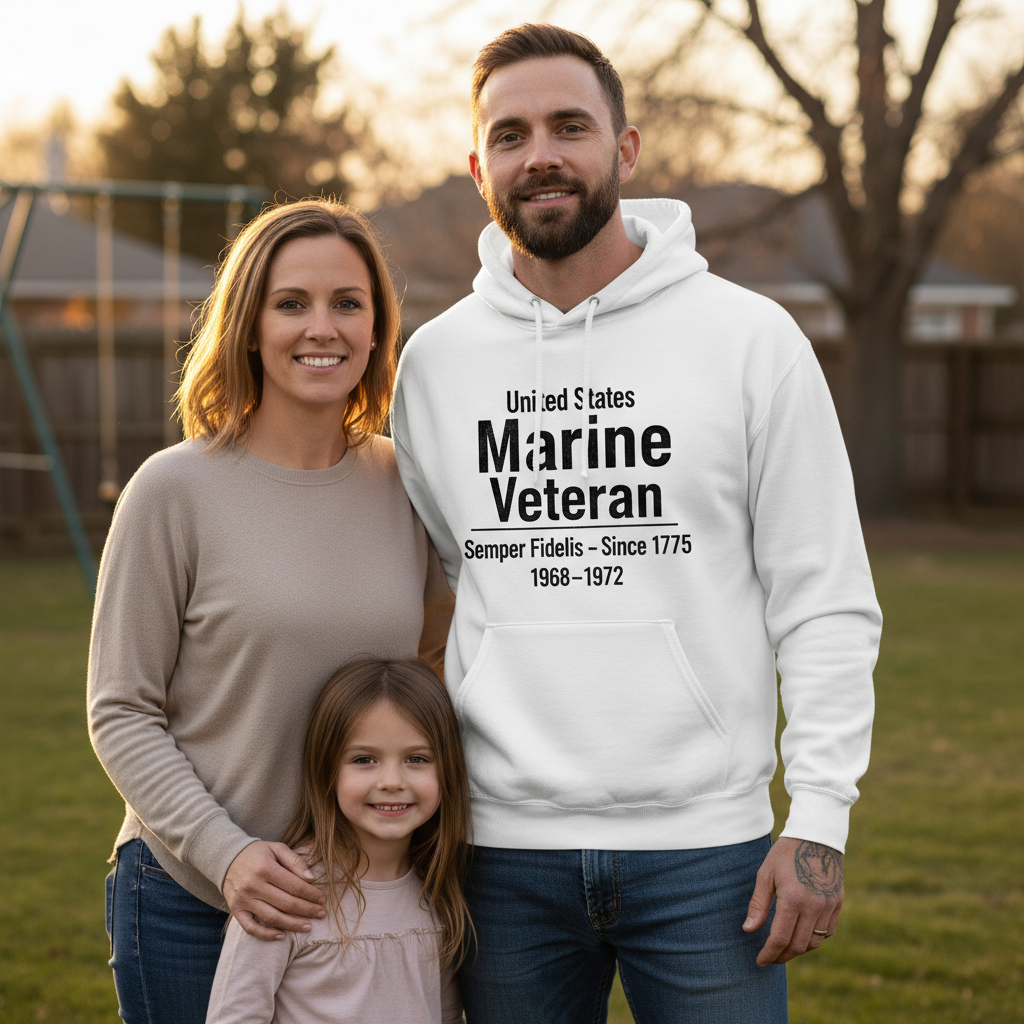 US Marine Veteran Hoodie - Vietnam Era 1968-1972 - Semper Fi Men's Sweatshirt