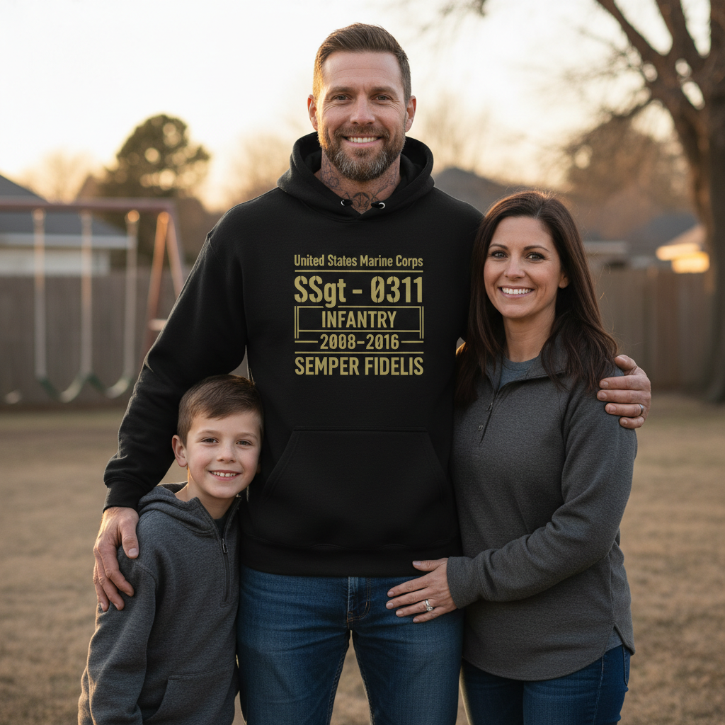 United States Marine Veteran Hoodie Semper Fidelis 1988-1992 Service Pride Pullover