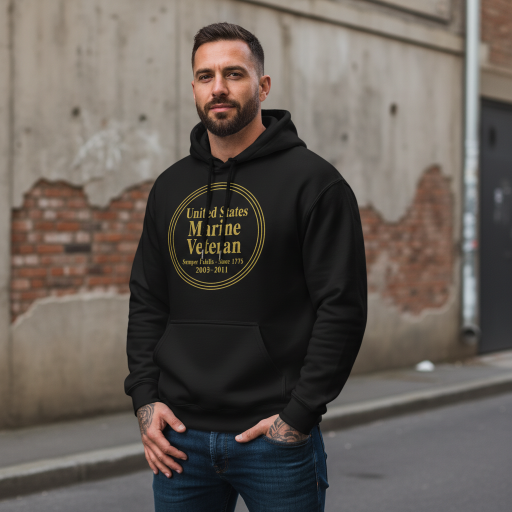 Golden Honor: US Marine Veteran Elite Hoodie