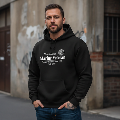 United States Marine Veteran Hoodie 1968-1972 Vietnam Era Service Semper Fidelis Pullover