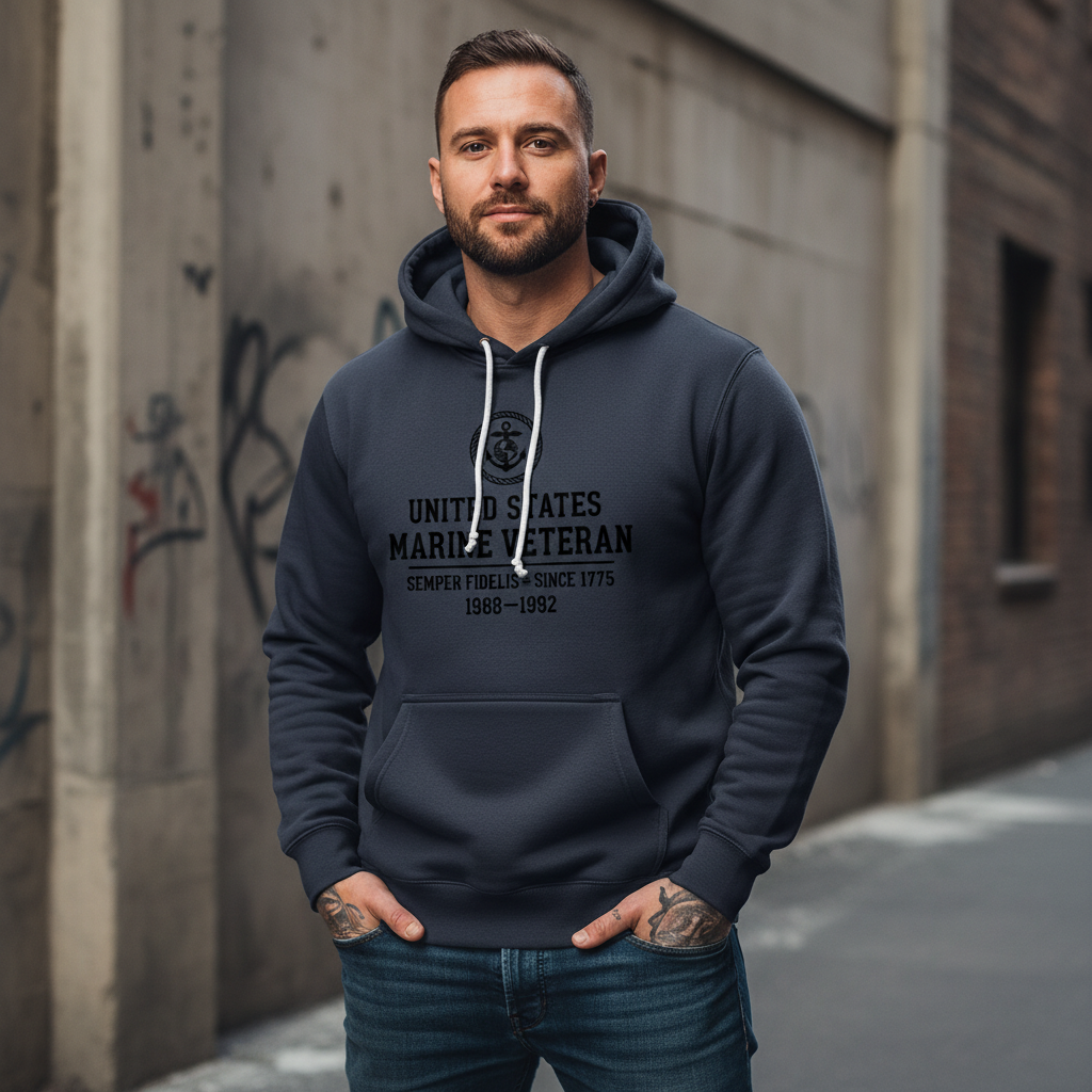 United States Marine Veteran Hoodie USMC Semper Fi Pride Pullover