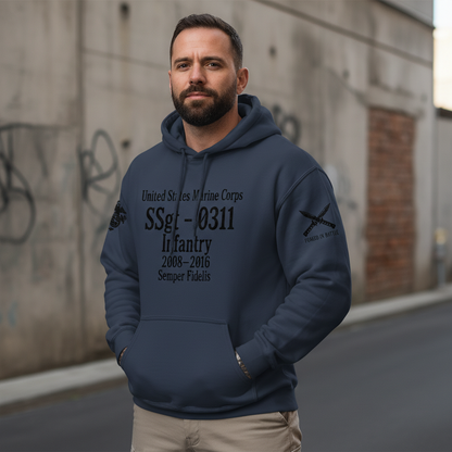 Proud USMC Veteran Gift - Personalized Marine Corps Infantry Hoodie - Once A Marine, Always A Marine