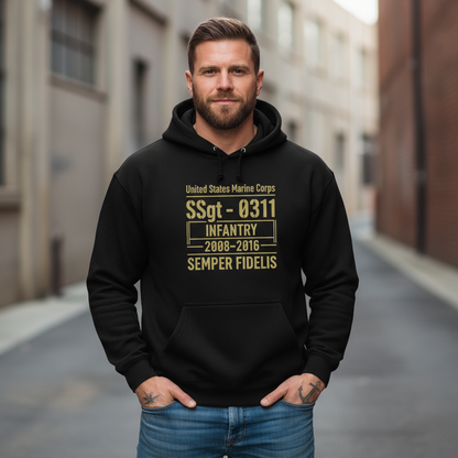 United States Marine Veteran Hoodie Semper Fidelis 1988-1992 Service Pride Pullover