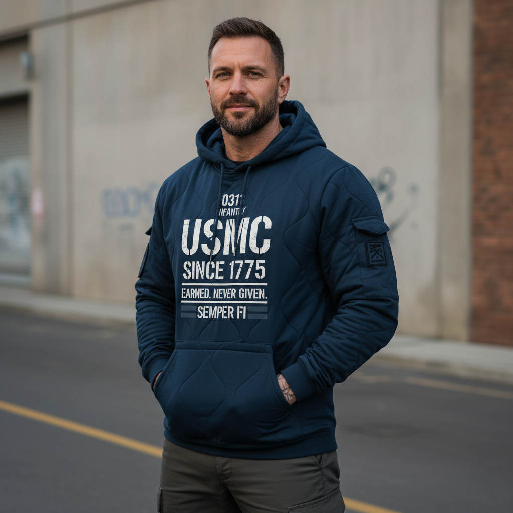 USMC Elite "Semper Fi" Quilted Tactical Hoodie