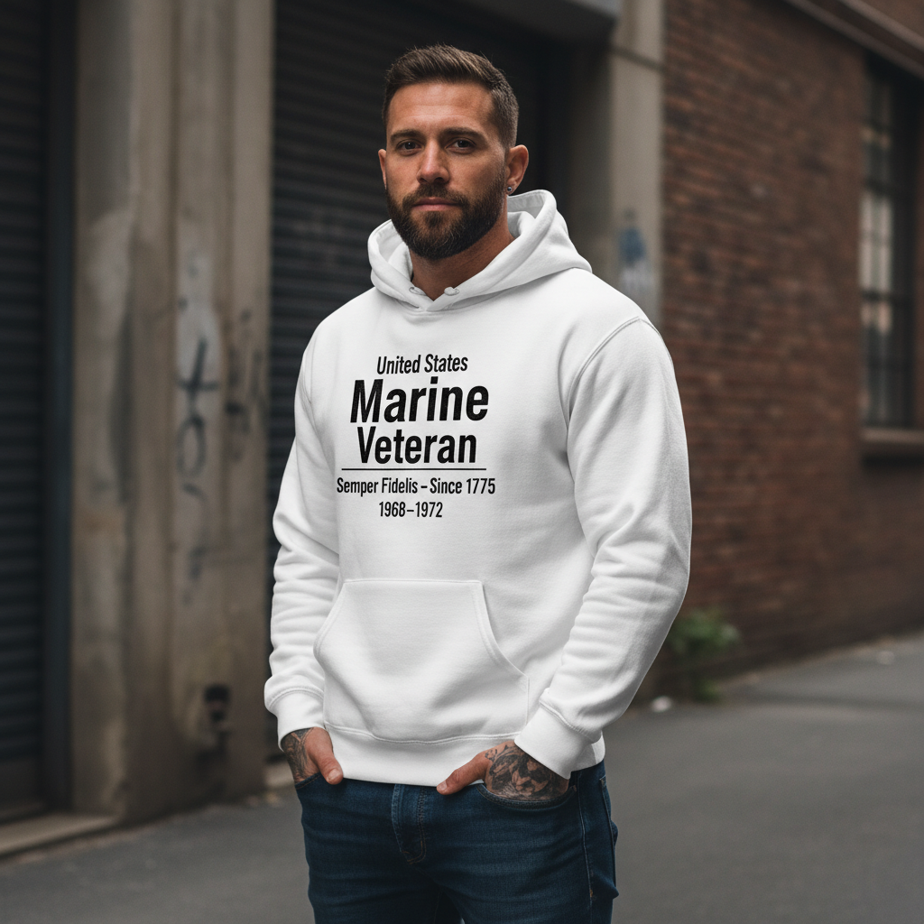US Marine Veteran Hoodie - Vietnam Era 1968-1972 - Semper Fi Men's Sweatshirt