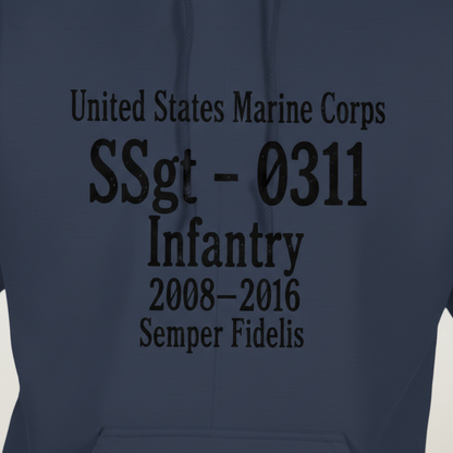 Proud USMC Veteran Gift - Personalized Marine Corps Infantry Hoodie - Once A Marine, Always A Marine