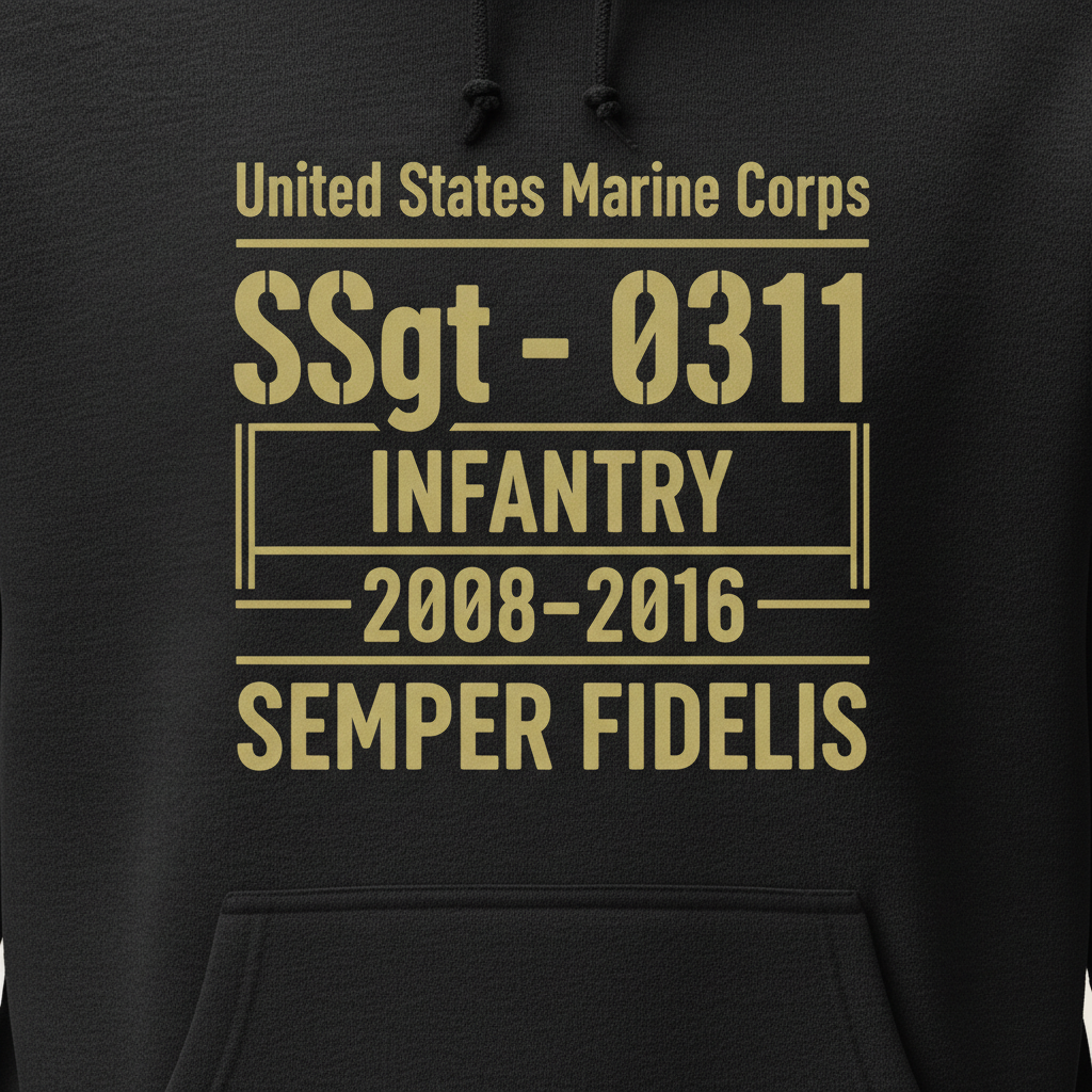 United States Marine Veteran Hoodie Semper Fidelis 1988-1992 Service Pride Pullover