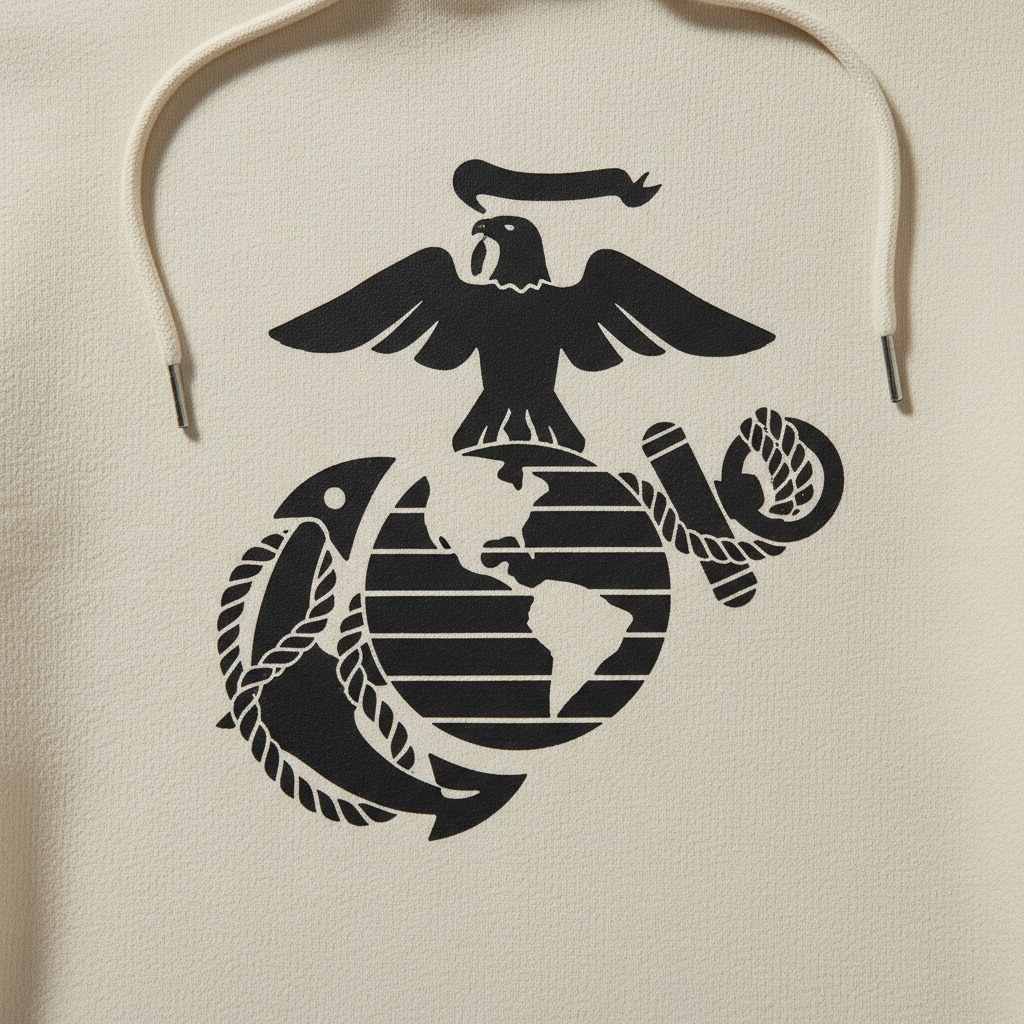 United States Marine Corps Eagle Globe and Anchor Hoodie Official EGA Symbol Sand Pullover