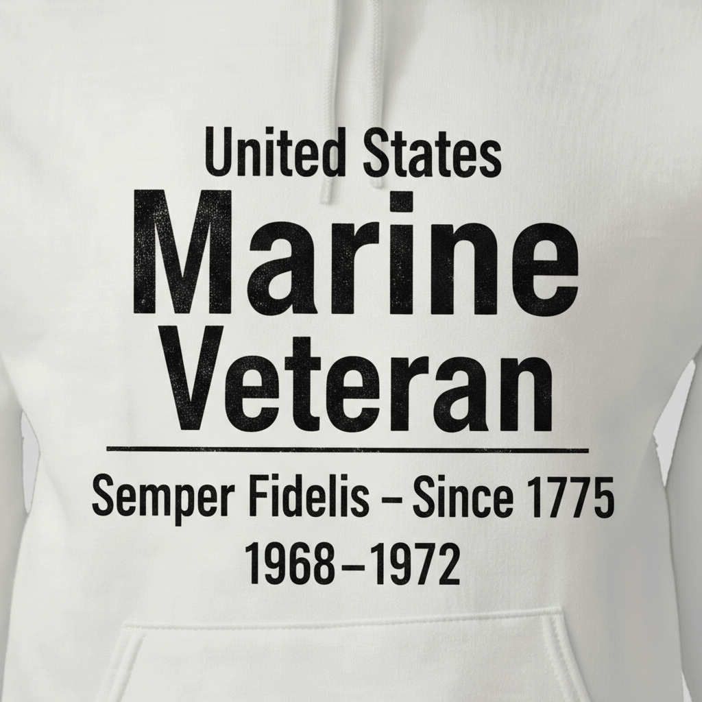 US Marine Veteran Hoodie - Vietnam Era 1968-1972 - Semper Fi Men's Sweatshirt
