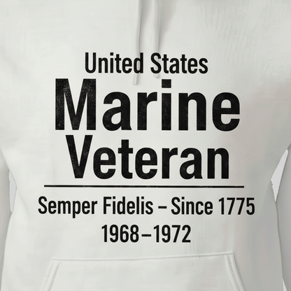US Marine Veteran Hoodie - Vietnam Era 1968-1972 - Semper Fi Men's Sweatshirt